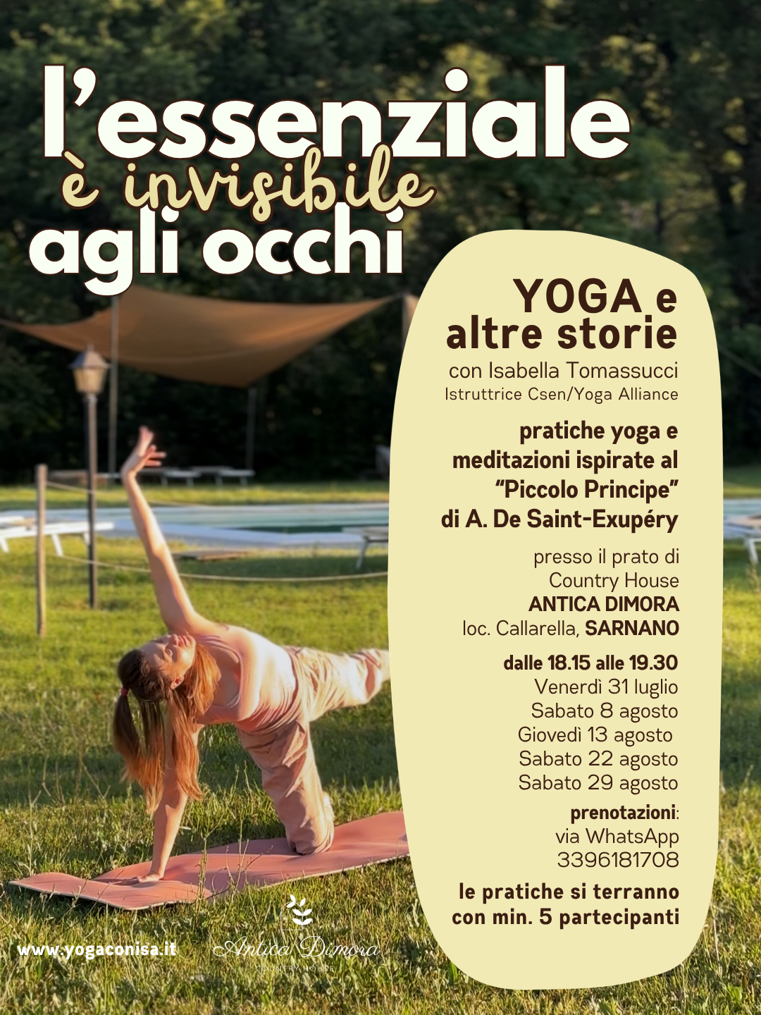 Yoga a Sarnano con Isabella Tomassucci estate 2026 presso Antica Dimora